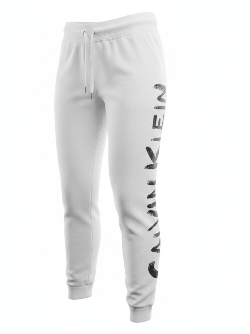 Calvin Klein High-Waisted Logo Graphic Fleece Joggers - White / M